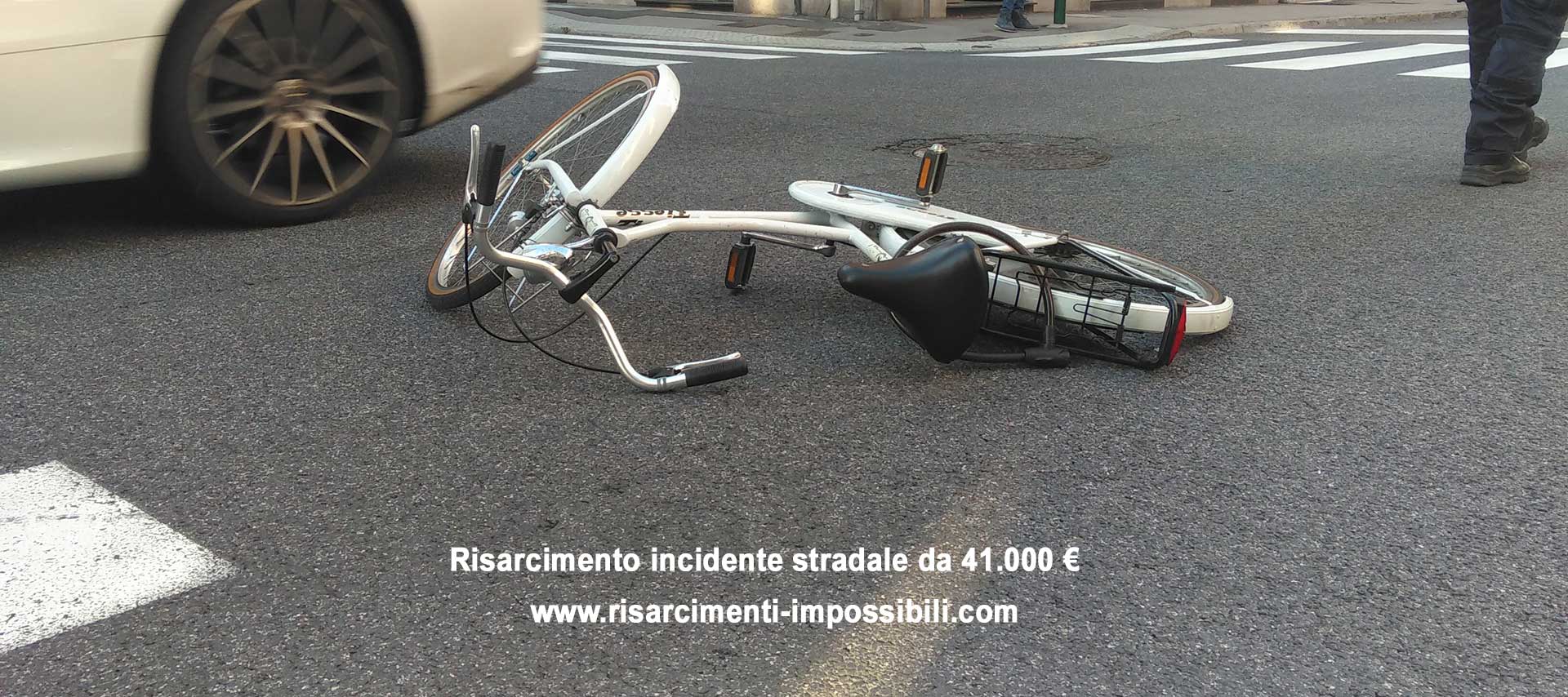 Risarcimento da 41.000 € per incindente Stradale in bicicletta causato dal manto stradale dissestato da buche e avvallamenti
